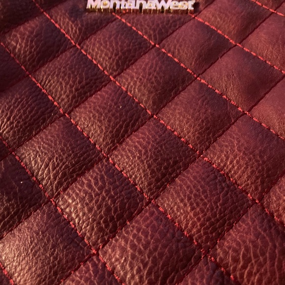 Montana West Quilted Burgundy Shoulder Bag - Picture 2 of 12